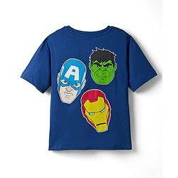 Pine Kids Marvel Cotton Knit Drop Shoulder Half Sleeves T-Shirt with Front & Back Avengers Graphic - Navy Blue