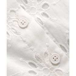 Pine Kids Schiffili Woven Half Puffed Sleeves Solid Colour Dress- White