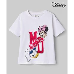 Pine Kids Disney Single Jersey  Knit Half Sleeves T-Shirt With Minnie Mouse & Friends Graphics - White