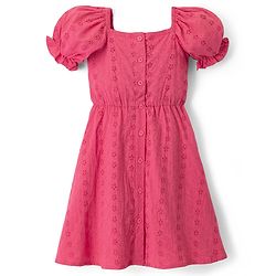 Pine Kids Schiffili Woven Sleeveless Solid Colour Dress - Fuchsia