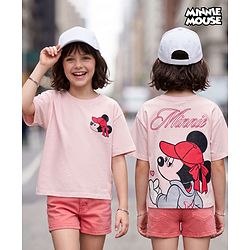Pine Kids Disney Cotton Knit T-Shirt Half Sleeves  Front & Back Minnie Mouse & Friends Print Pink 4-5 Years
