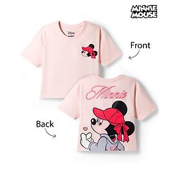 Pine Kids Disney Cotton Knit T-Shirt Half Sleeves  Front & Back Minnie Mouse & Friends Print Pink 4-5 Years