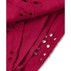 Pine Kids Schiffili Woven Half Sleeves Solid Coloured Tiered Dress - Red