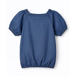 Pine Kids Cotton Woven Puff Sleeve Square Neck Top Blue 4-5 Years