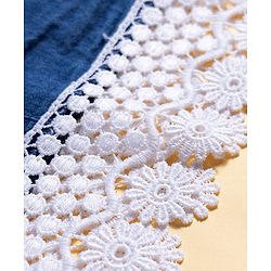Pine Kids Cotton Woven Sleeveless Solid Color Top with Lace Detailing - Blue