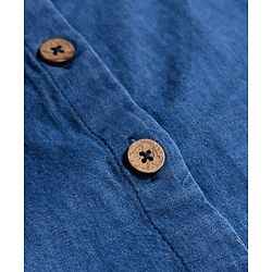 Pine Kids Cotton Woven Sleeveless Solid Color Top with Lace Detailing - Blue