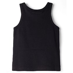 Pine Kids Cotton Knit Sleeveless Tank Top & Shorts Set with Flora Embroidery - Black