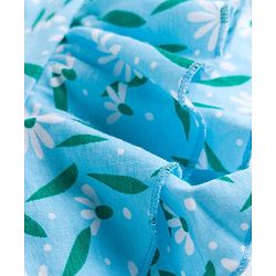 Pine Kids 100% Cotton Knit Half Sleeves Floral Printed Top - Light Blue