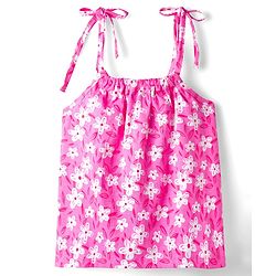 Pine Kids 100% Cotton Knit Sleeveless Floral Printed Top - Pink