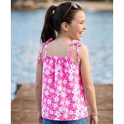 Pine Kids 100% Cotton Knit Sleeveless Floral Printed Top - Pink