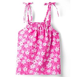 Pine Kids 100% Cotton Knit Sleeveless Floral Printed Top - Pink