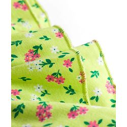 Pine Kids 100% Cotton Knit Half Frill Sleeves Floral Printed Top - Lime Green