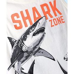 Pine Kids Cotton Knit T-Shirts Sleeveless Shark Graphic White 4-5 Years