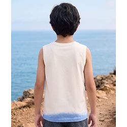 Pine Kids Cotton Knit T-Shirts Sleeveless Shark Graphic White 4-5 Years