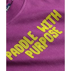 Pine Kids Cotton Knit Half Sleeves T-Shirt with Beach Print - Purple