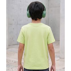 Pine Kids Cotton Knit T-Shirt with Graphic Print Round Neck Half Sleeves Limegreen 4-5 Years