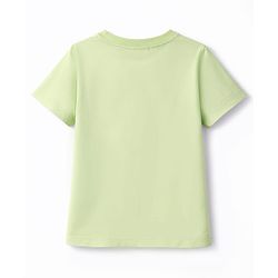 Pine Kids Cotton Knit T-Shirt with Graphic Print Round Neck Half Sleeves Limegreen 4-5 Years