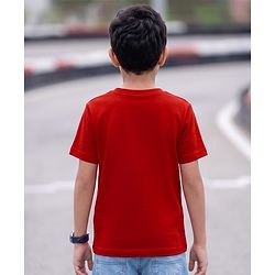 Pine Kids Cotton Knit T-Shirt Graphic Print Half Sleeves Round Neck Red 5-6 Years
