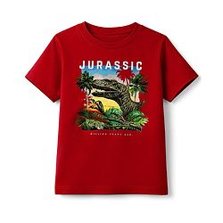 Pine Kids Cotton Knit T-Shirt Graphic Print Half Sleeves Round Neck Red 5-6 Years