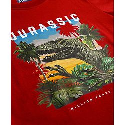Pine Kids Cotton Knit T-Shirt Graphic Print Half Sleeves Round Neck Red 5-6 Years