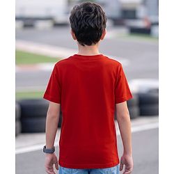 Pine Kids Cotton Knit T-Shirt Graphic Print Round Neck Half Sleeves Red 5-6 Years