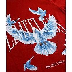 Pine Kids Cotton Knit T-Shirt Graphic Print Round Neck Half Sleeves Red 5-6 Years