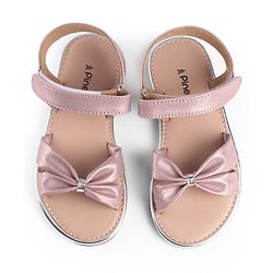 Pine Kids Velcro Closure Solid Sandal - Rose Gold