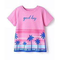 Pine Kids Cotton Knit T-Shirts Round Neck Half Sleeves Pink 4-5 Years