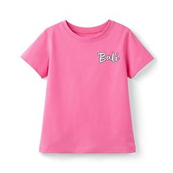 Pine Kids Cotton Knit T-Shirts Round Neck Half Sleeves Pink 4-5 Years