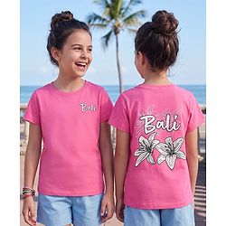 Pine Kids Cotton Knit T-Shirts Round Neck Half Sleeves Pink 4-5 Years