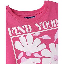 Pine Kids Cotton Knit T-Shirt Half Sleeves Round Neck Graphic Pink 4-5 Years