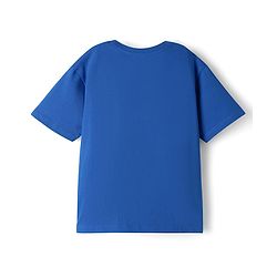 Pine Kids Cotton Knit Half Sleeves T-Shirt With Rhinestone Detailing & Bow Applique - Royal Blue