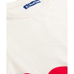 Pine Kids Cotton Knit Half Sleeves T-Shirt With Heart Print & Reversible Sequins - White