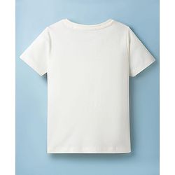 Pine Kids Cotton Knit Half Sleeves T-Shirt With Heart Print & Reversible Sequins - White