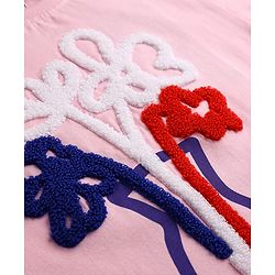 Pine Kids Cotton Knit T-Shirts with Floral Applique Pink 4-5 Years