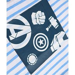 Pine Kids Marvel 100% Cotton Poplin Woven Striped Shirt with Half Sleeves and Avengers Superheroes Print in Light Blue