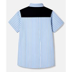 Pine Kids Marvel 100% Cotton Poplin Woven Striped Shirt with Half Sleeves and Avengers Superheroes Print in Light Blue