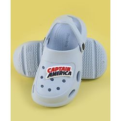 Pine Kids Marvel Back Strap Clogs With Captain America Applique - Light Blue