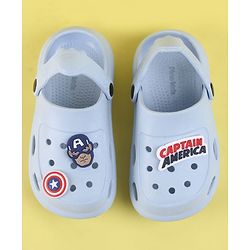 Pine Kids Marvel Back Strap Clogs With Captain America Applique - Light Blue