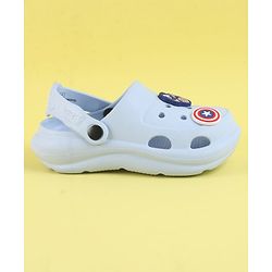 Pine Kids Marvel Back Strap Clogs With Captain America Applique - Light Blue