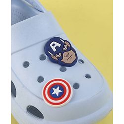 Pine Kids Marvel Back Strap Clogs With Captain America Applique - Light Blue