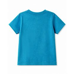 Pine Kids Cotton Knit Half Sleeves Beach Theme Printed & Checked T-Shirt & Shorts Night Suit - Blue
