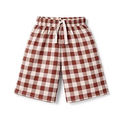 Pine Kids 100% Cotton Knit Half Sleeves Text Printed T-Shirt & Shorts Night Suit With Checks - Cream