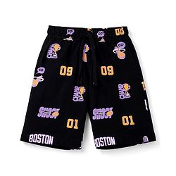 Pine Kids 100% Cotton Knit Half Sleeves Sports Theme printed Co-Ords T-Shirt & Shorts Night Suit - Black