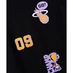 Pine Kids 100% Cotton Knit Half Sleeves Sports Theme printed Co-Ords T-Shirt & Shorts Night Suit - Black