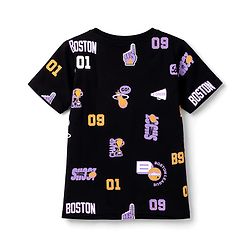 Pine Kids 100% Cotton Knit Half Sleeves Sports Theme printed Co-Ords T-Shirt & Shorts Night Suit - Black
