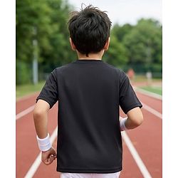 Pine Active Knit Half Drop Shoulder Sleeves T-Shirt with Text Print - Black