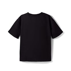 Pine Active Knit Half Drop Shoulder Sleeves T-Shirt with Text Print - Black