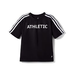 Pine Active Knit Half Drop Shoulder Sleeves T-Shirt with Text Print - Black