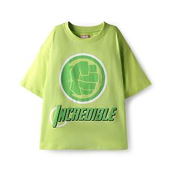 Pine Kids Marvel Single Jersey Knit Half Sleeves T-Shirt & Shorts Set With Avengers Graphics - Green